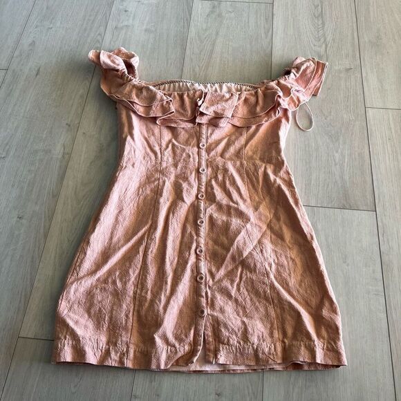 SAYLOR Off the Shoulder Coral Linen Dress size L - Picture 1 of 8